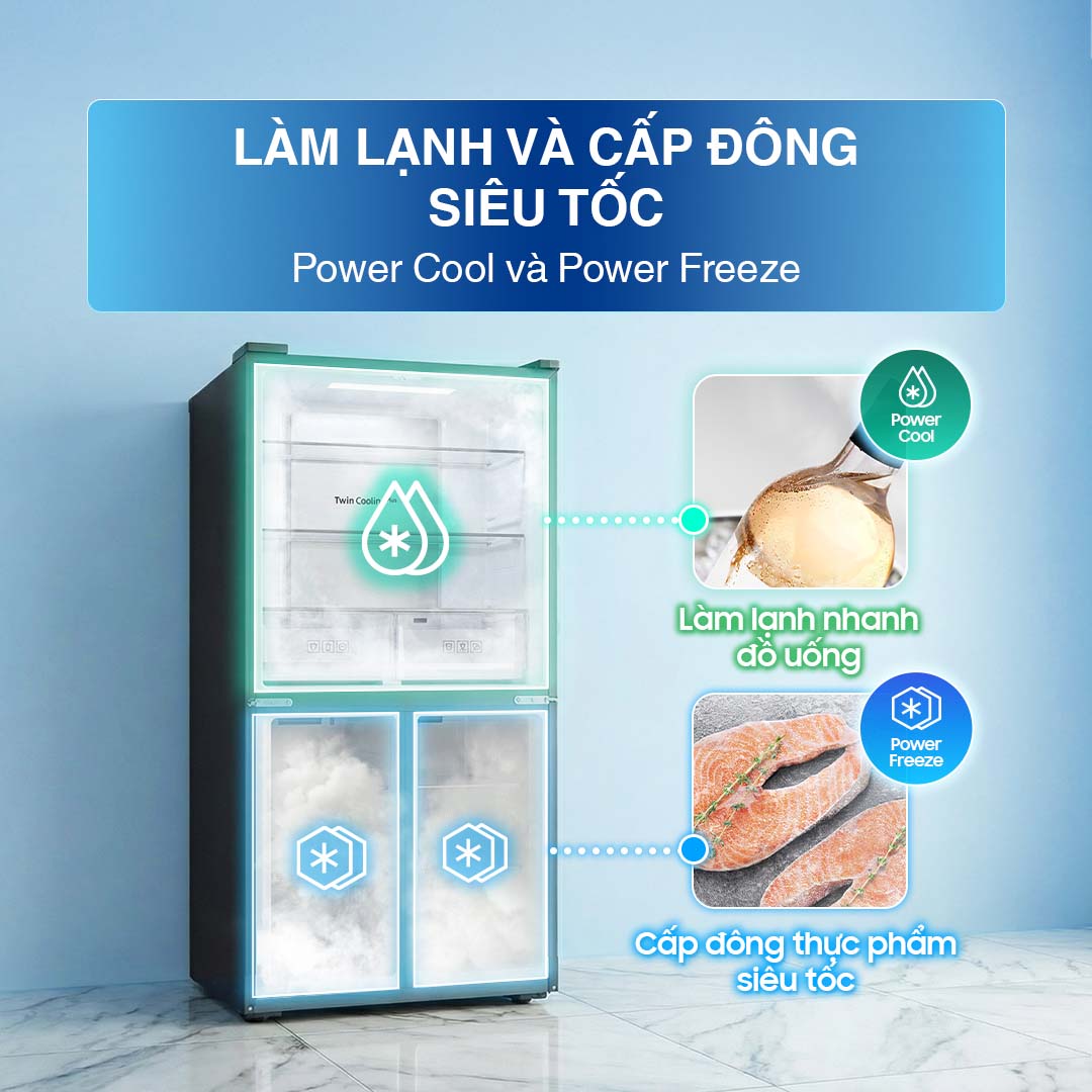 Tủ lạnh Samsung Inverter 488 Lít 4 cửa RF48A4010B4/SV