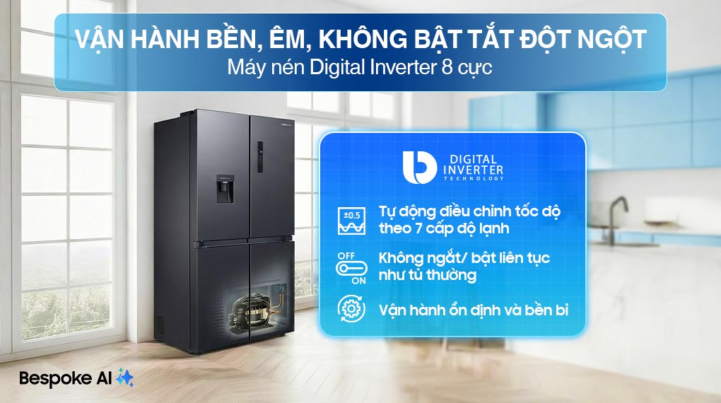 Tủ lạnh Samsung Inverter 488 Lít 4 cửa RF48A4010B4/SV