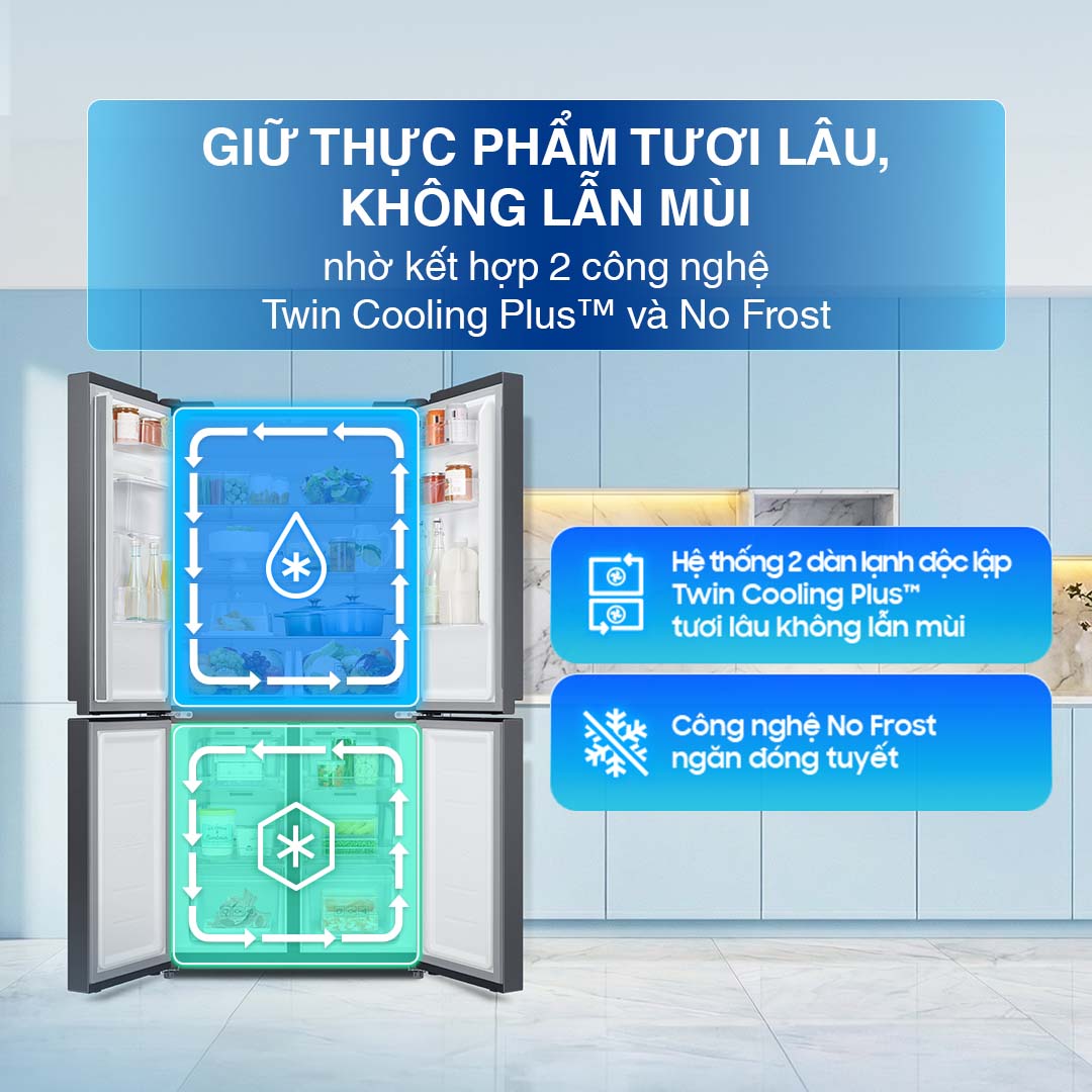 Tủ lạnh Samsung Inverter 488 Lít 4 cửa RF48A4010B4/SV