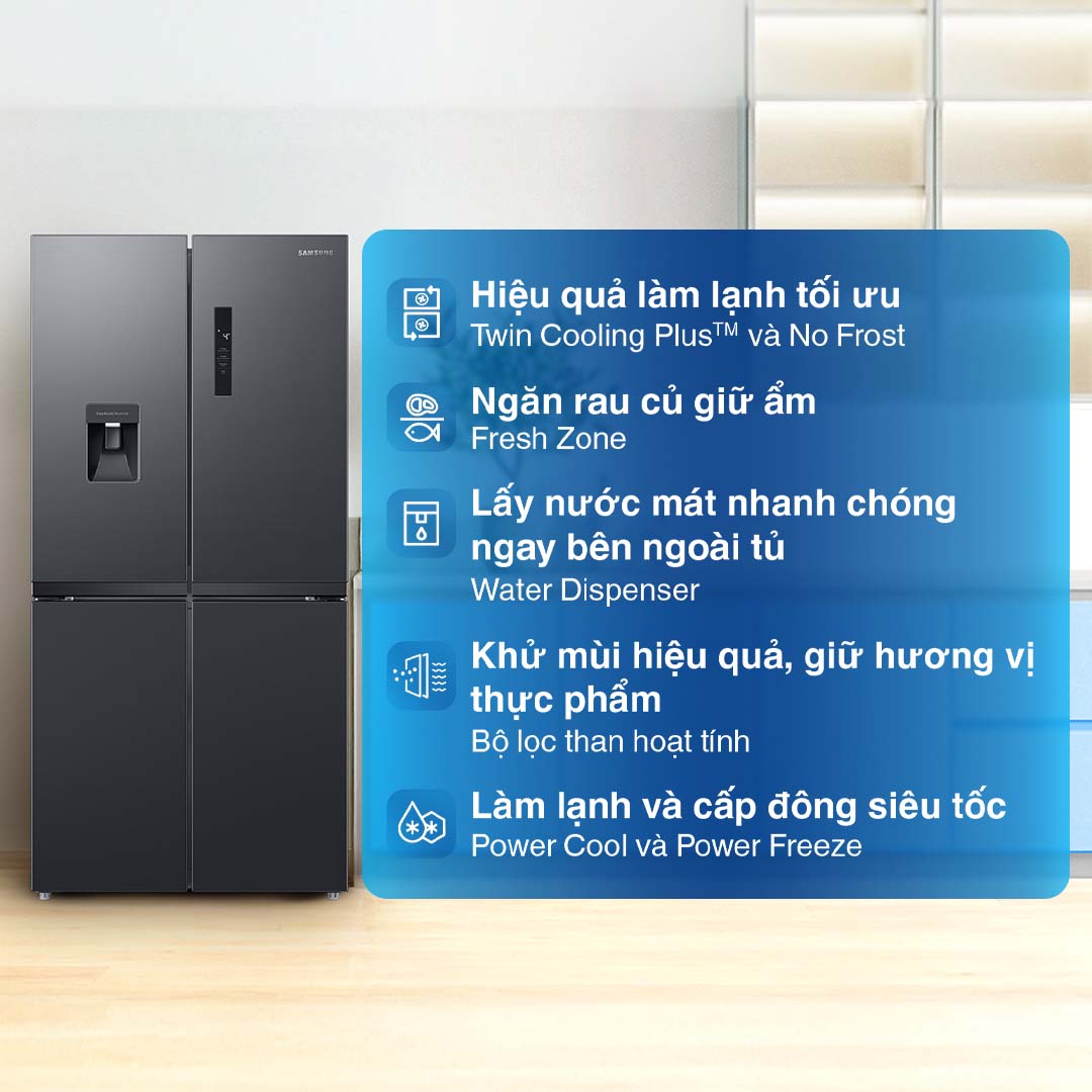 Tủ lạnh Samsung Inverter 488 Lít 4 cửa RF48A4010B4/SV