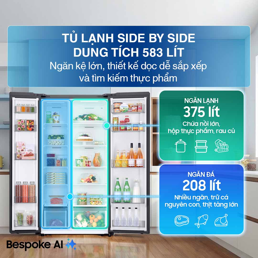 Tủ lạnh Samsung Inverter 583 Lít Side By Side RS57DG400EM9SV