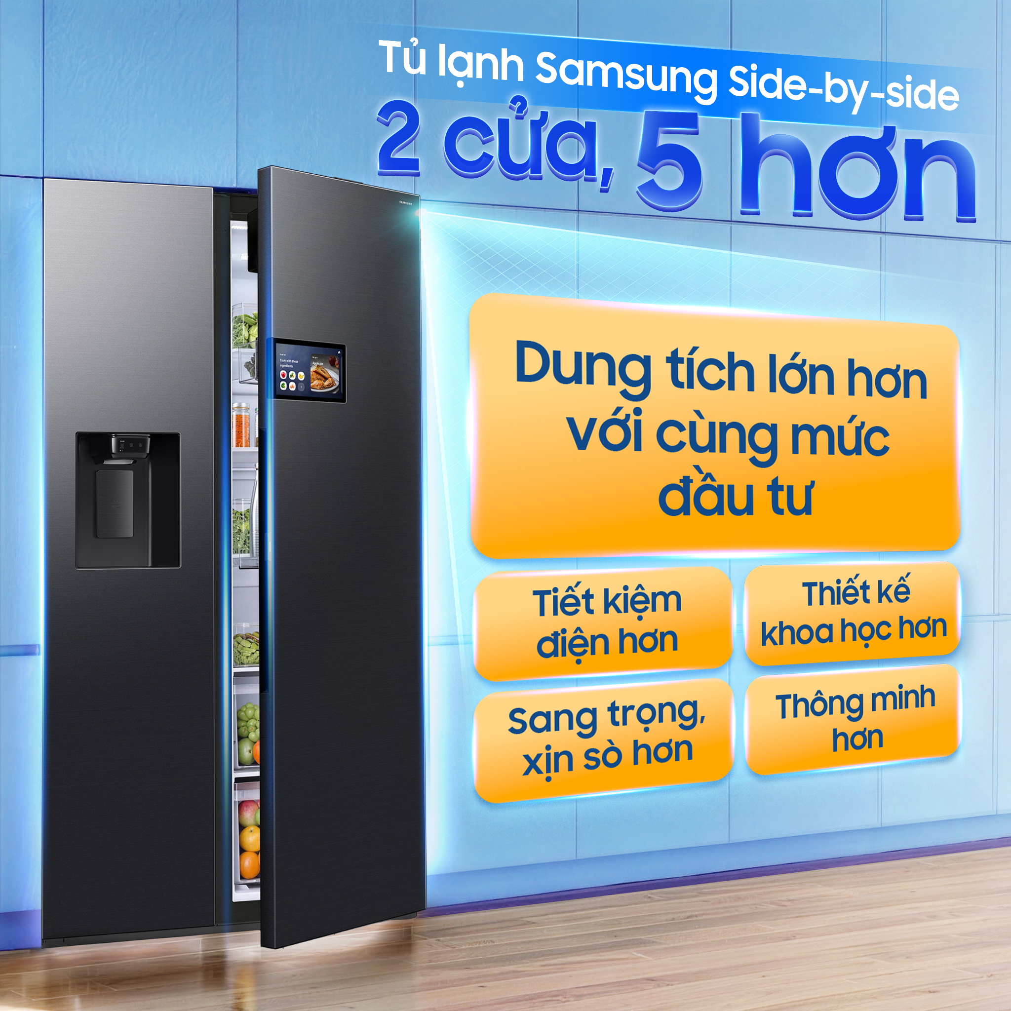 Tủ lạnh Samsung Inverter 615 Lít Side By Side RS90F65D2FSV