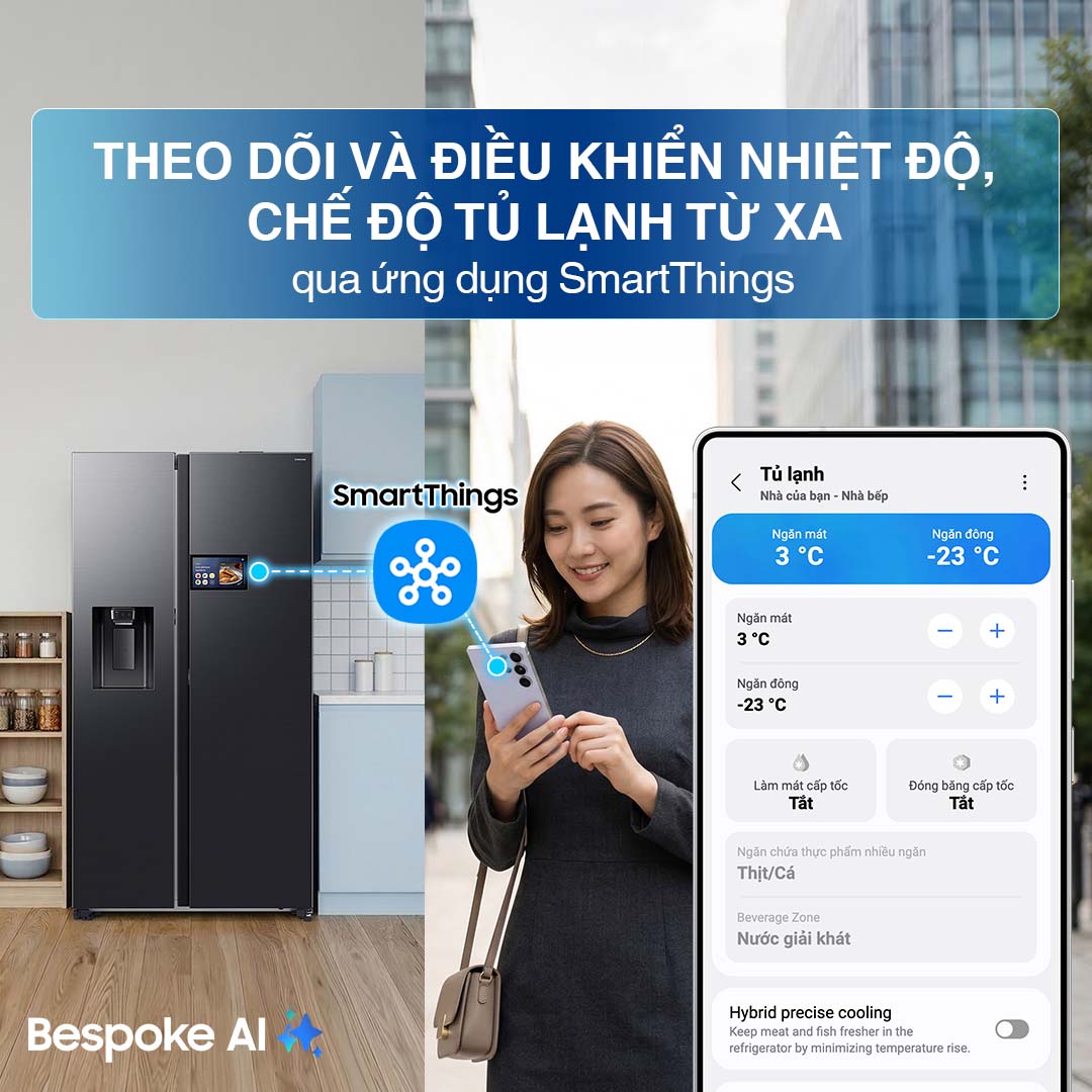 Tủ lạnh Samsung Inverter 615 Lít Side By Side RS90F65D2FSV