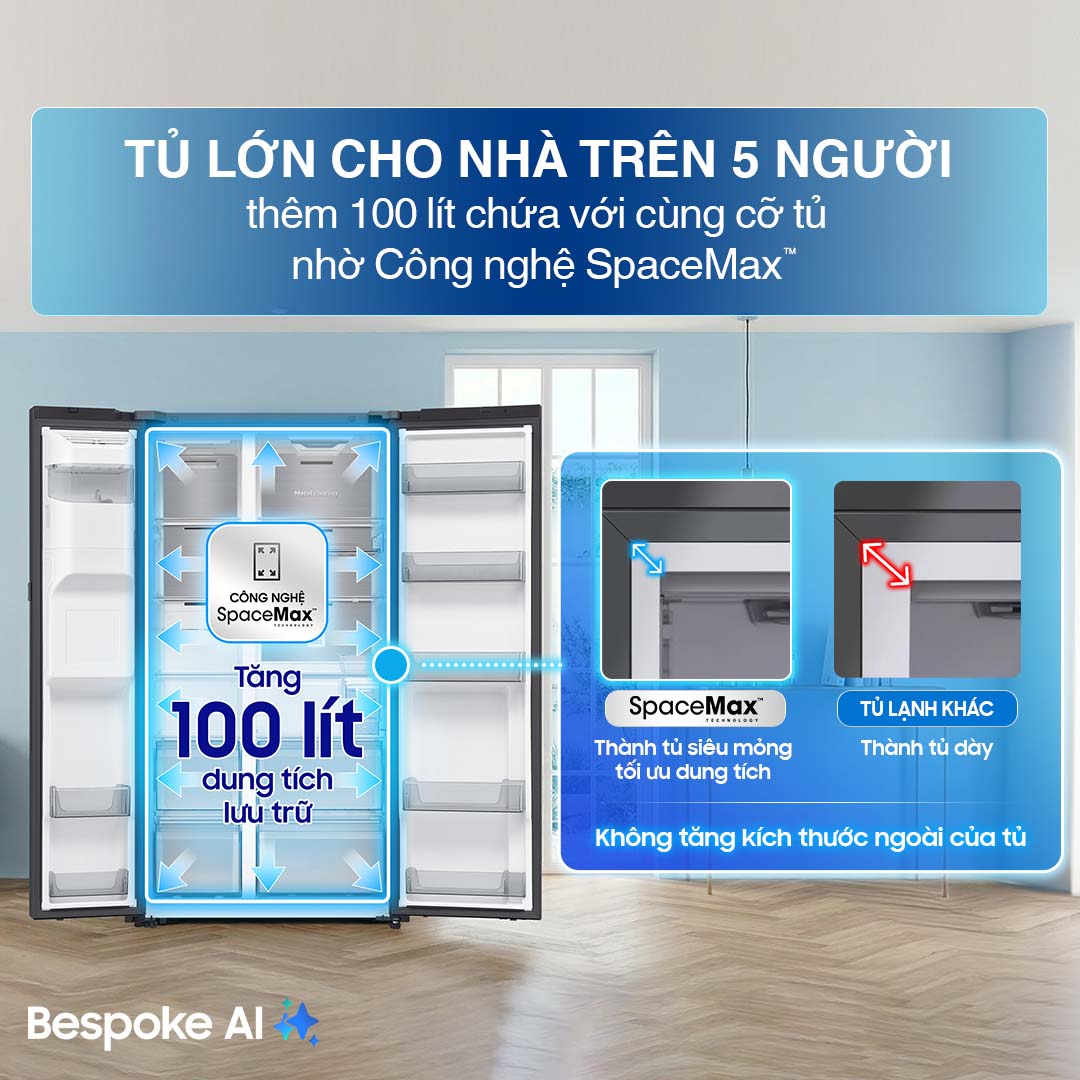 Tủ lạnh Samsung Inverter 615 Lít Side By Side RS90F65D2FSV