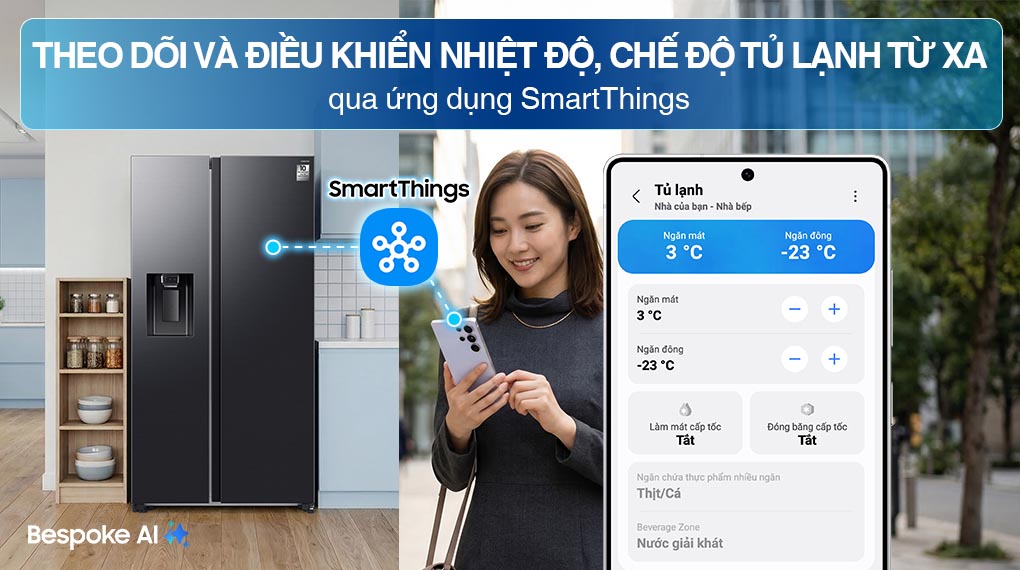 Tủ lạnh Samsung Inverter 635 Lít Side By Side RS70F65K2FSV