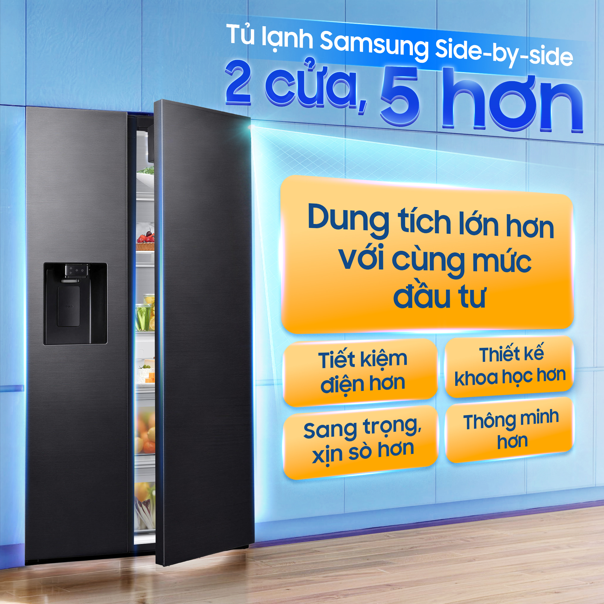 Tủ lạnh Samsung Inverter 635 Lít Side By Side RS70F65K2FSV