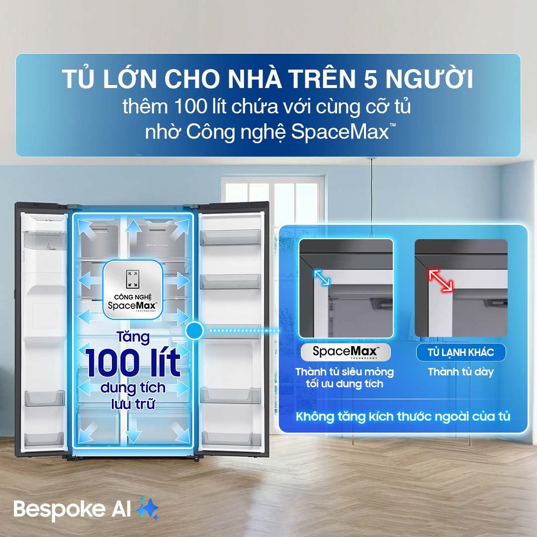 Tủ lạnh Samsung Inverter 635 Lít Side By Side RS70F65K2FSV