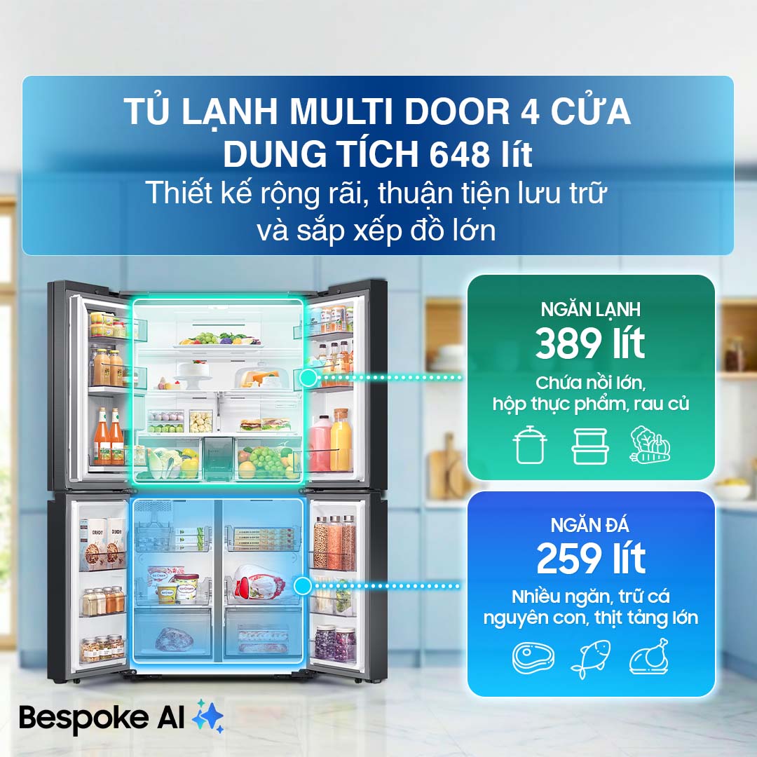 Tủ lạnh Samsung Inverter 648 Lít 4 Cửa RF59C766FB1/SV