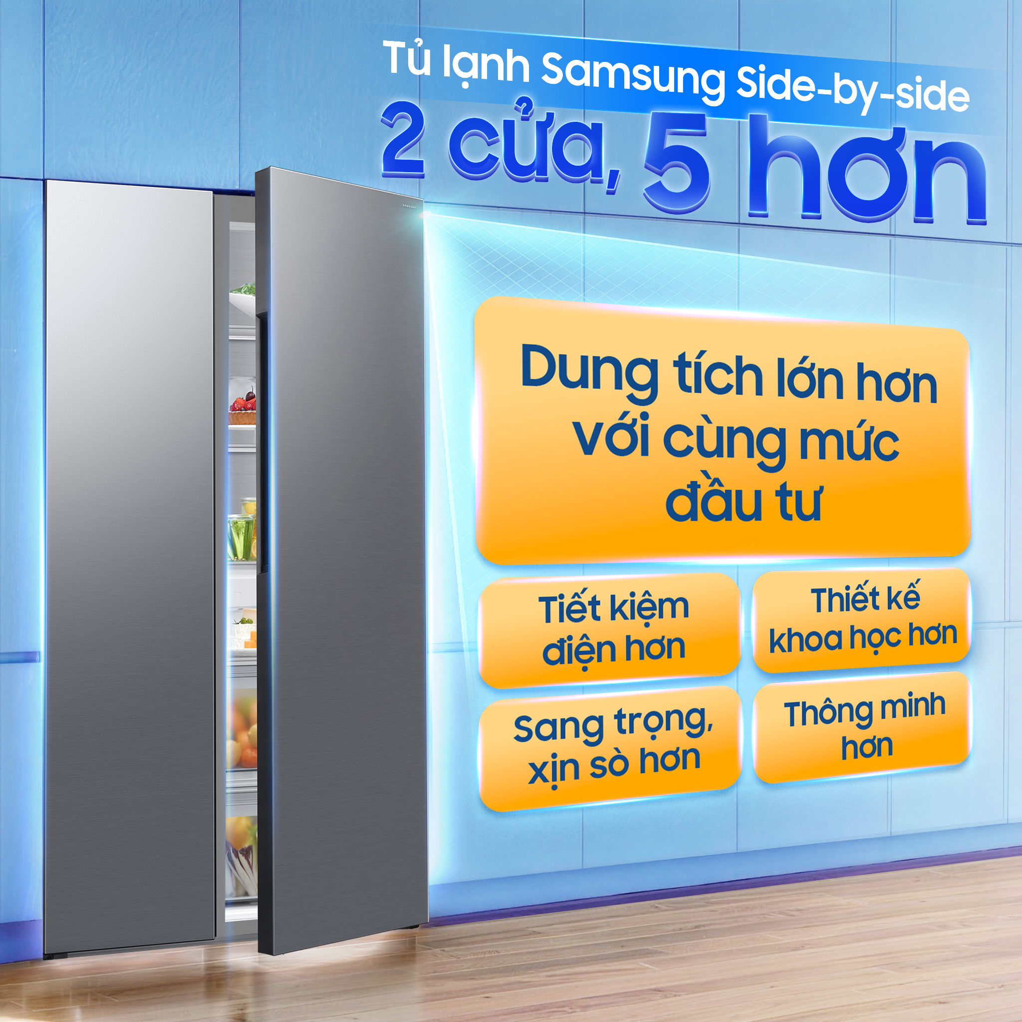 Tủ lạnh Samsung Inverter 655 Lít Side By Side RS70F65Q3TSV