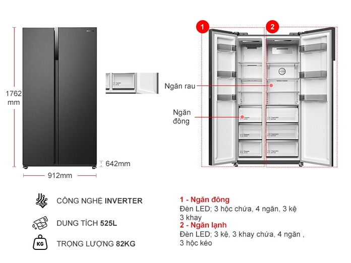 Tủ lạnh SBS Hitachi Inverter 525L HRSN9552DDXVN