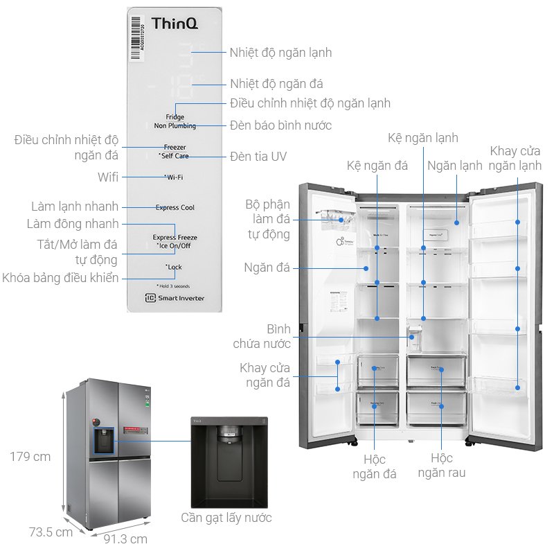 Tủ lạnh SBS LG Inverter 635L GR-D257JS