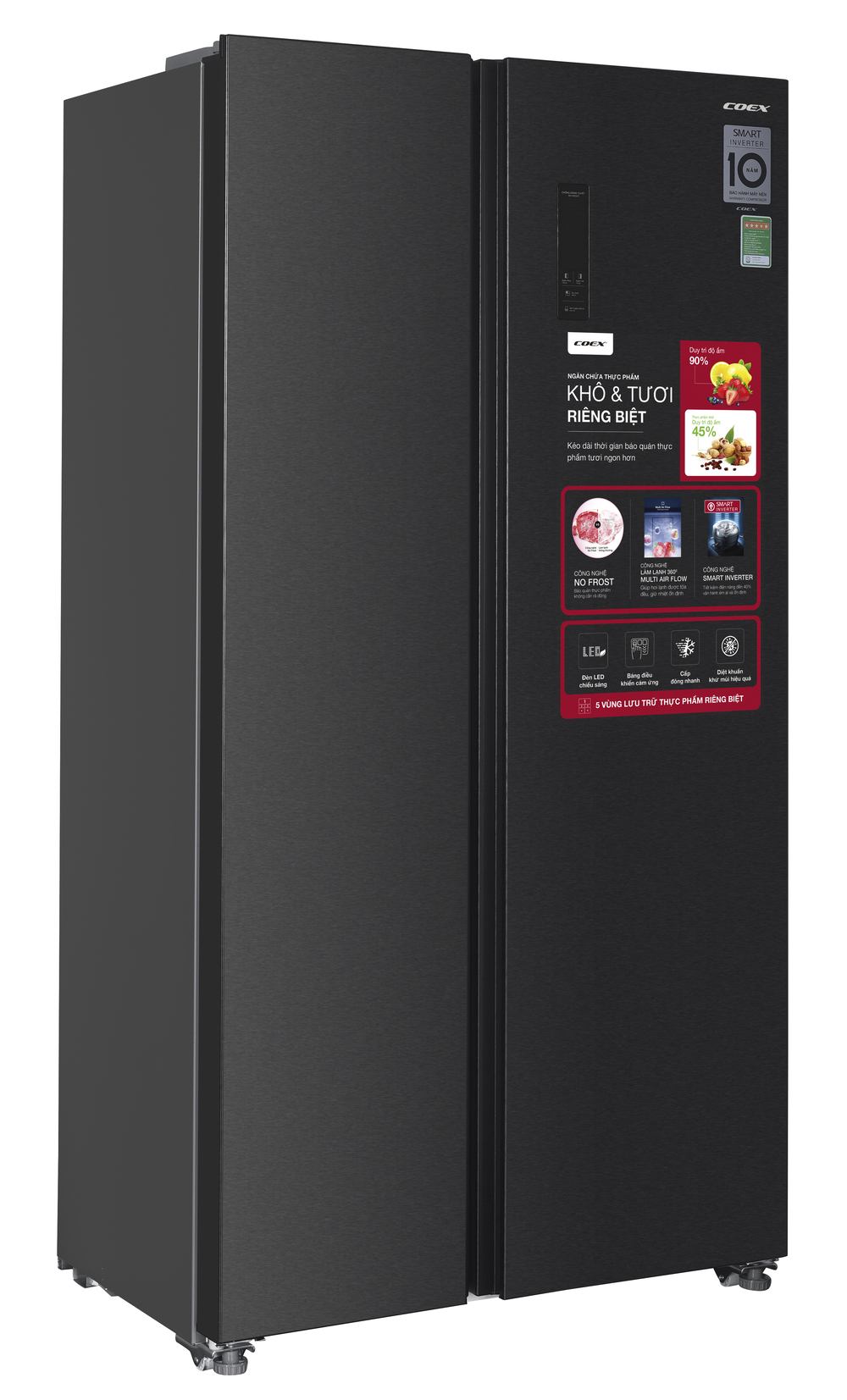 Tủ lạnh Side by side Inverter 442L COEX RS-4005MIB (Inox đen)