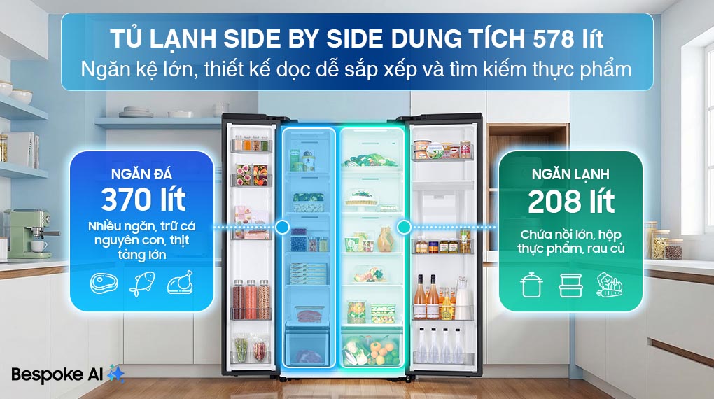Tủ lạnh Side By Side Samsung 578 Lít RS57DG410EB4SV