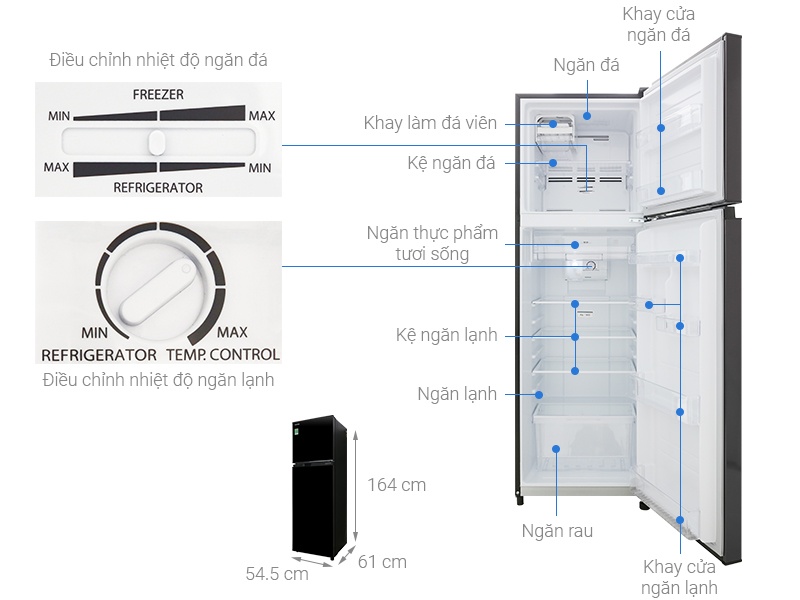 Tủ lạnh Toshiba 253L Inverter GR-B31VU(UKG)