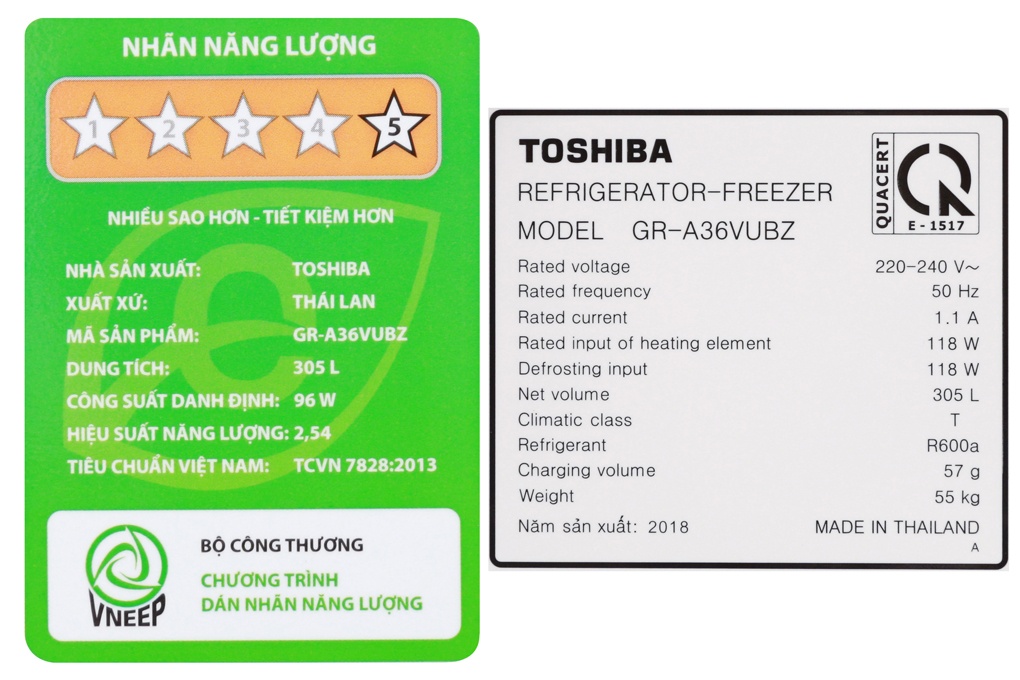 Tủ lạnh Toshiba 305L Inverter GR-A36VUBZ(DS1) Bạc