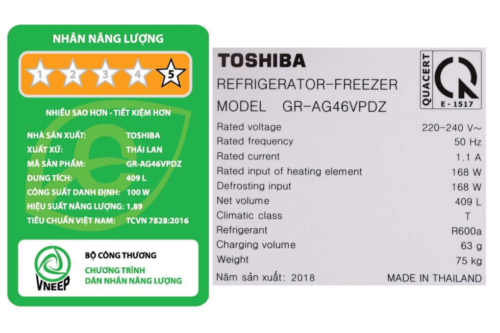 Tủ lạnh Toshiba 409L Inverter GR-AG46VPDZ/XK1