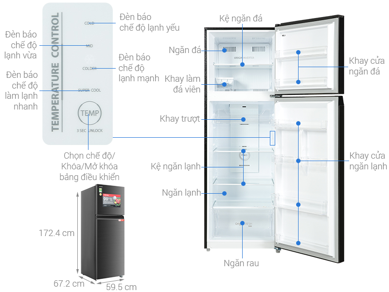 Tủ lạnh Toshiba Inverter 338L GR-RT468WE-PMV(58)-MM