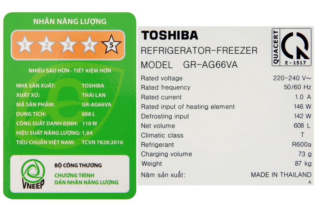 Tủ lạnh Toshiba Inverter 608L GR-AG66VA(XK)