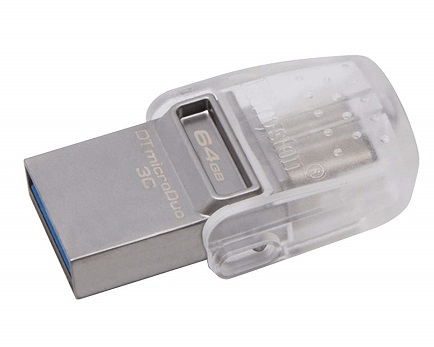 USB Kingston 64GB DT microDuo 3C, USB 3.1 + Type-C flash drive_DTDUO3C/64GB