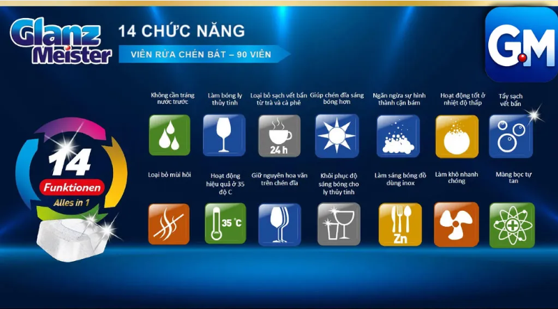 Viên rửa bát Eco Glanz Meister All in One Ultimate túi 90 viên