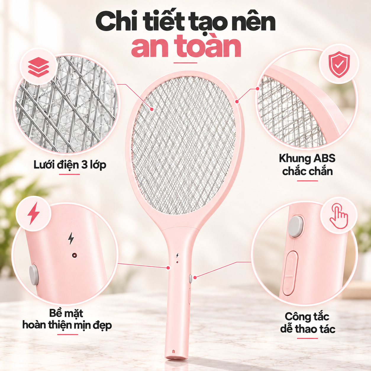Vợt muỗi COEX CMS-1005 Pink