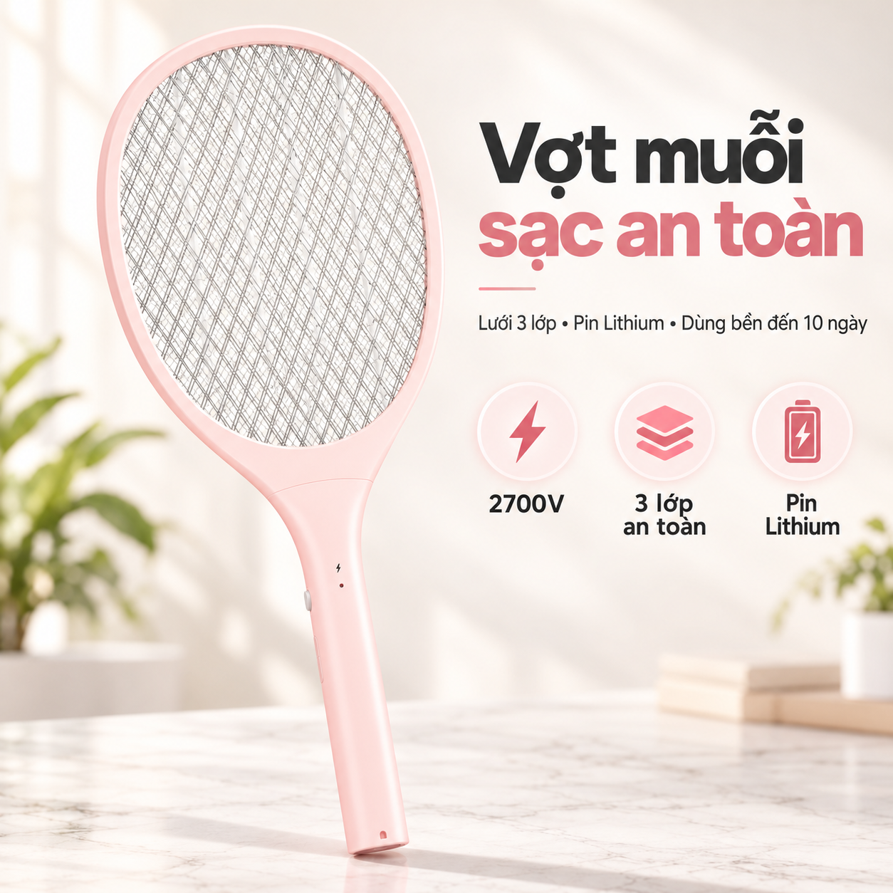 Vợt muỗi COEX CMS-1005 Pink