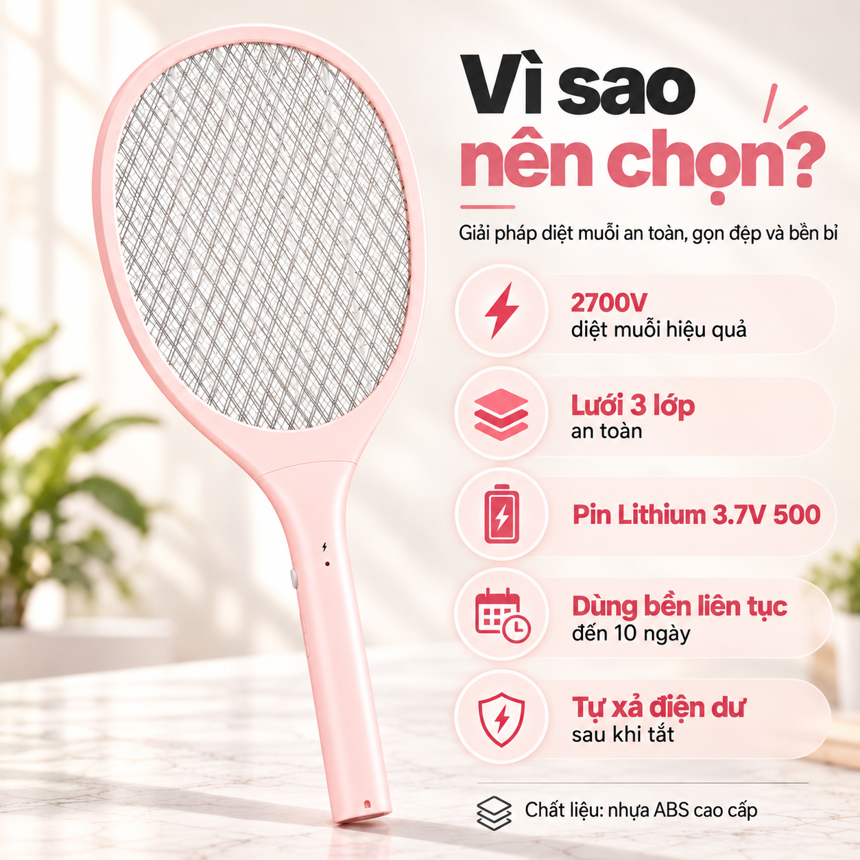 Vợt muỗi COEX CMS-1005 Pink