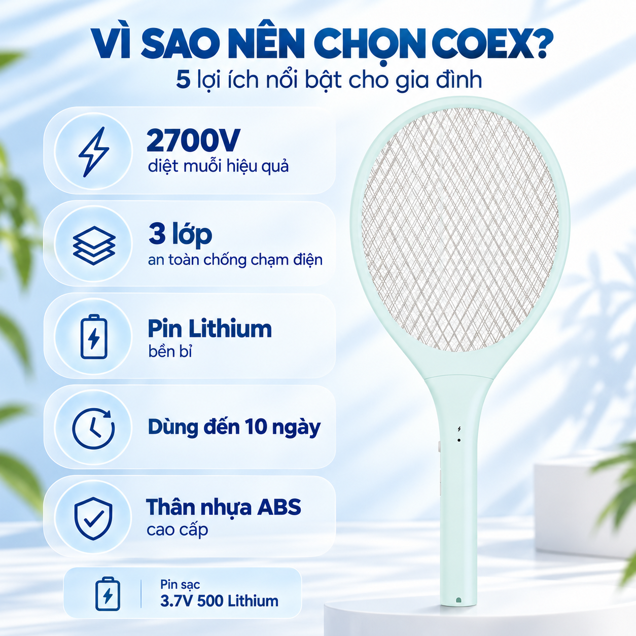 Vợt muỗi COEX CMS-1005 Blue