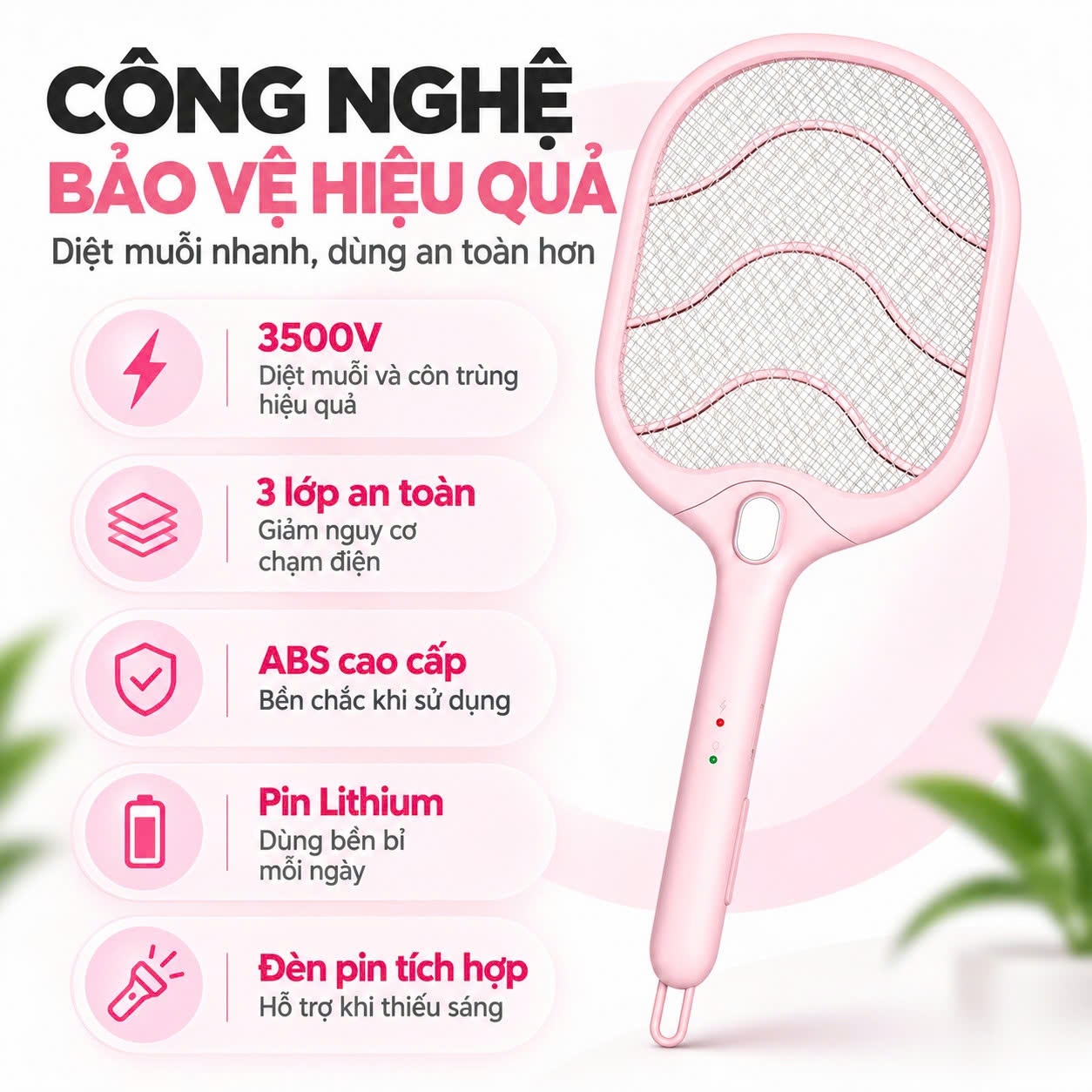 Vợt muỗi tích hợp đèn pin chiếu sáng Coex CMS-1001