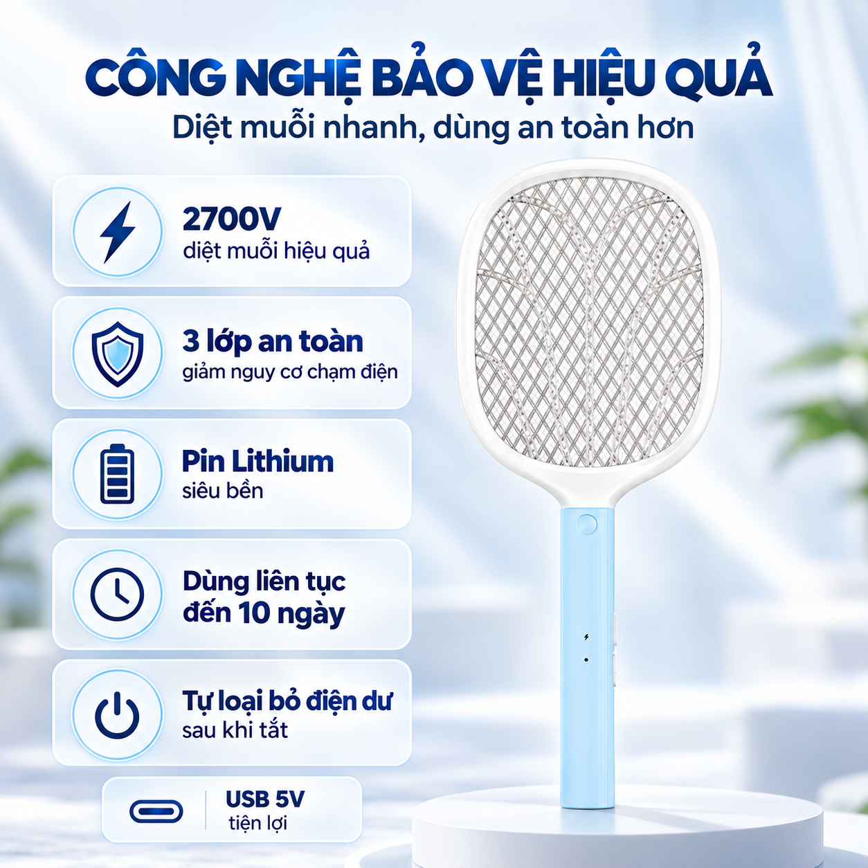 Vợt muỗi tích hợp đèn pin chiếu sáng COEX CMS-1004