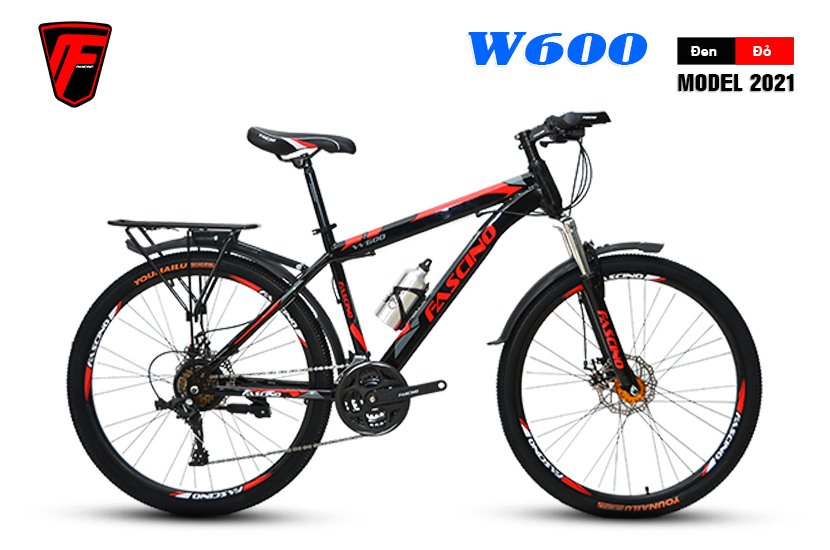 Xe đạp Địa hình FASCINO W600 (Đen,Đỏ)