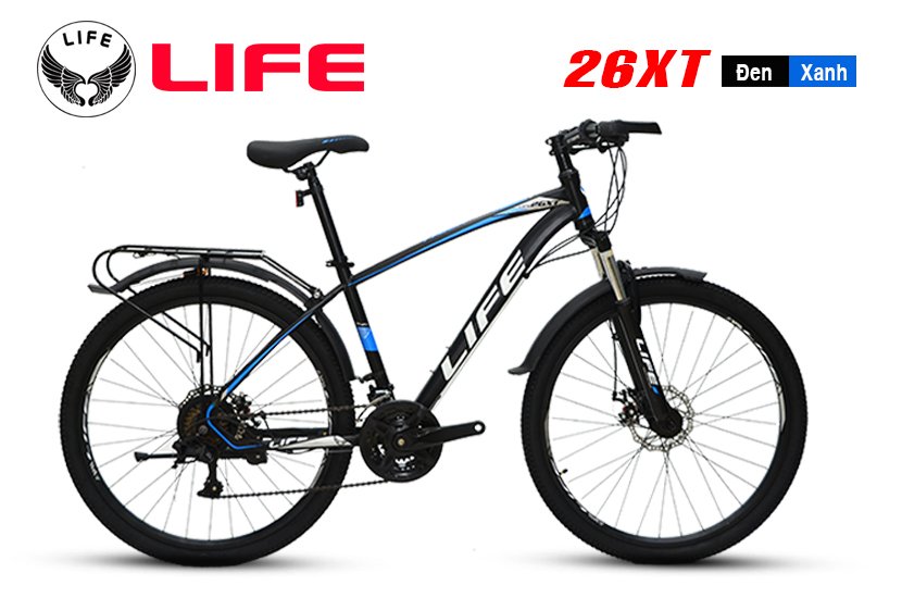 Xe đạp địa hình loại thường Life 26XT (Đen,Xanh) -khung thép cường lực