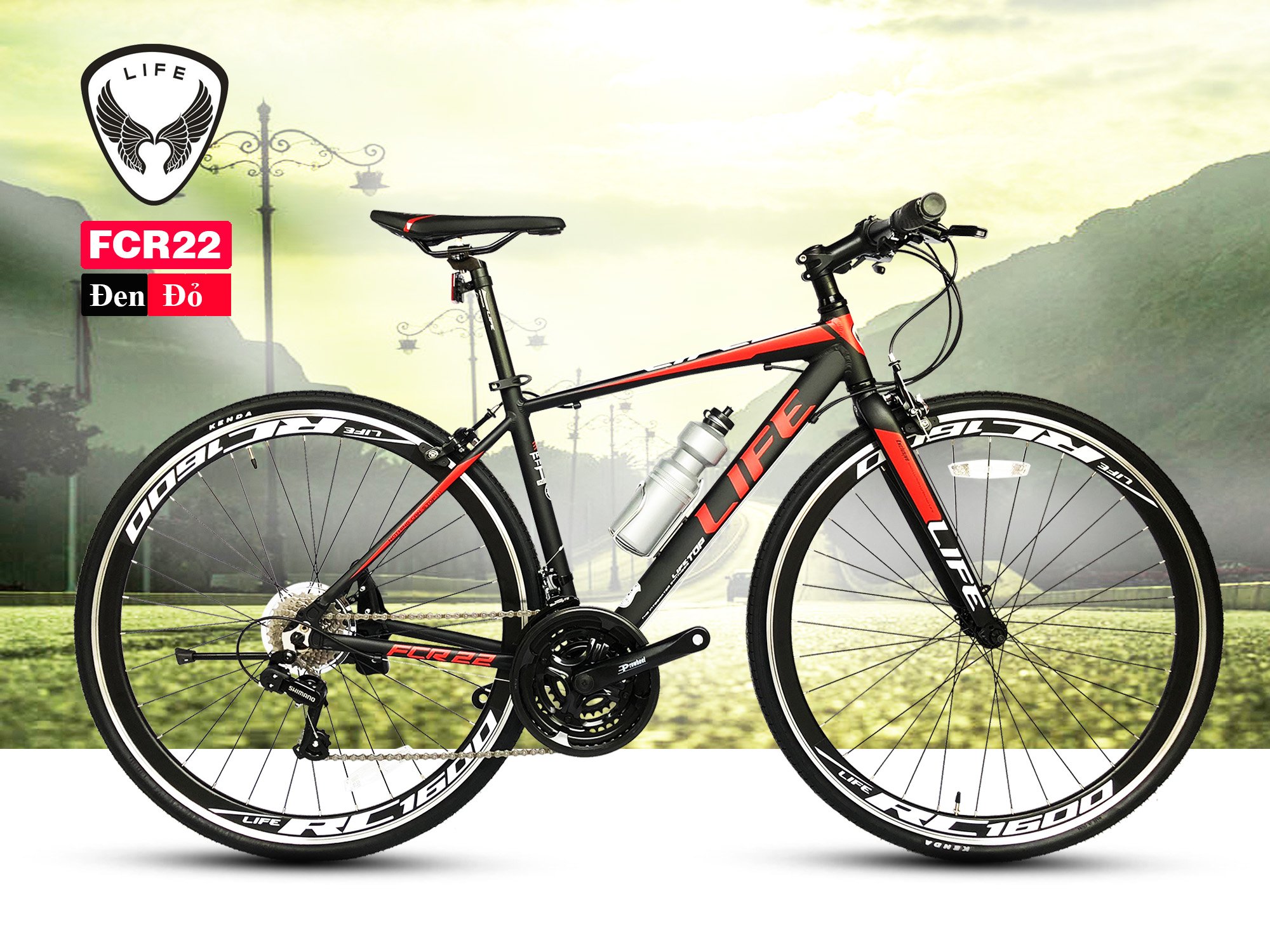 Xe đạp Touring Life FCR22 (Đen, Đỏ) -Full Nhôm cao cấp