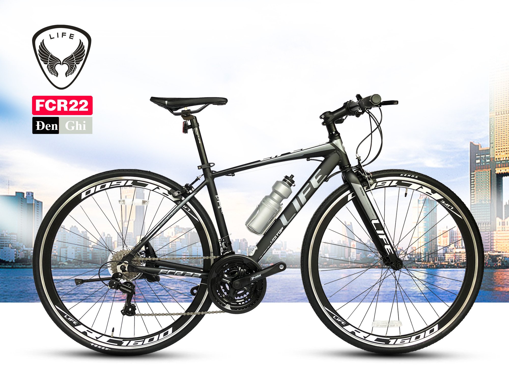 Xe đạp Touring Life FCR22 (Đen,Ghi) -Full Nhôm cao cấp