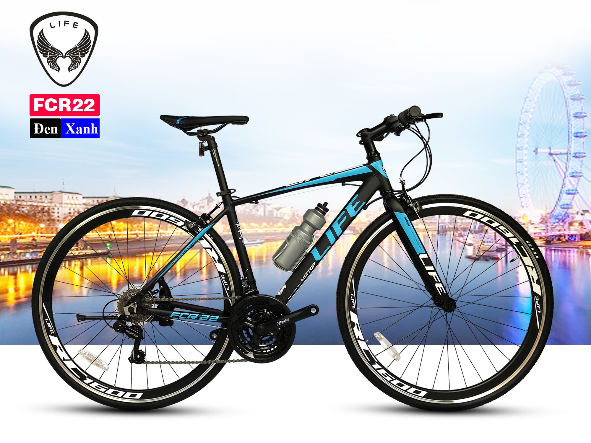 Xe đạp Touring Life FCR22 (Đen,Xanh) -Full Nhôm cao cấp