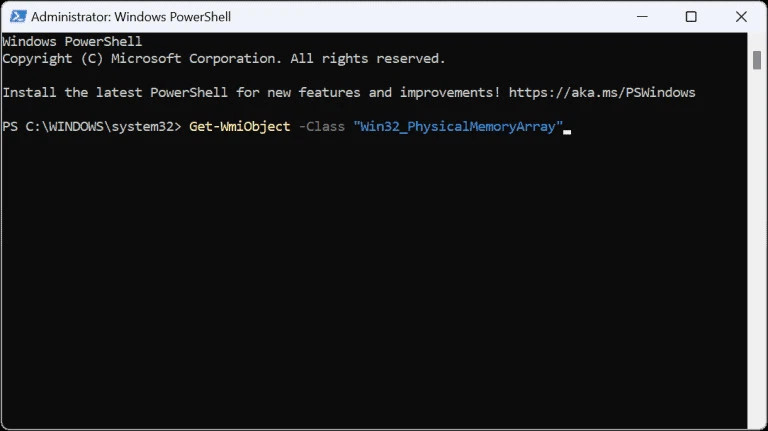 Hướng dẫn dùng PowerShell để kiểm tra số khe cắm bộ nhớ khả dụng