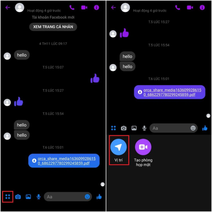 Cách chia sẻ vị trí trên Messenger qua điện thoại Android