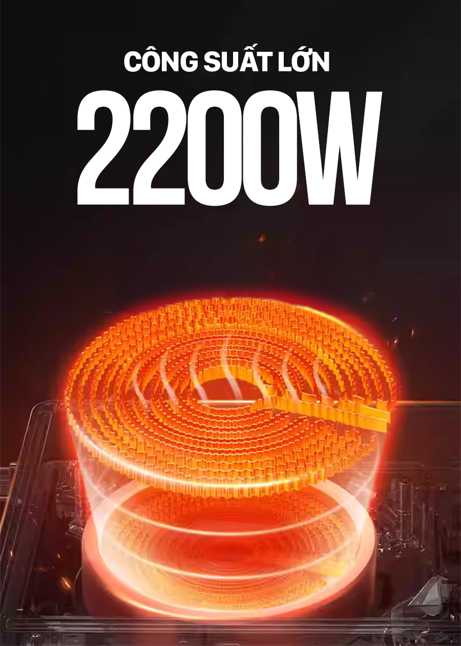 Công suất 2200W giúp nấu ăn nhanh
