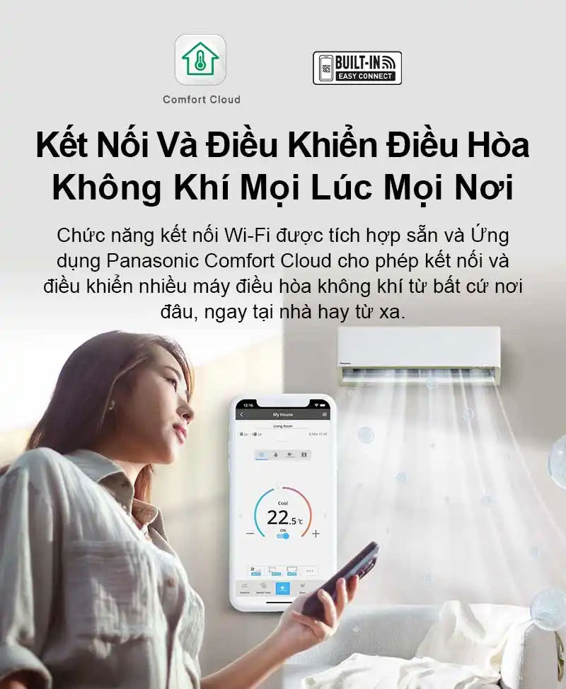 3. Điều hòa Panasonic 1 Chiều Inverter 9.550Btu/1HP CS-XU9BKH-8