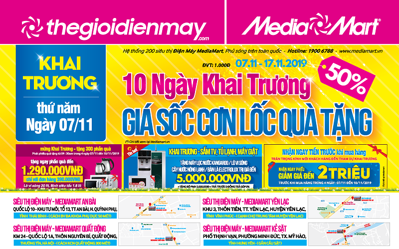 Khai trương 4 siêu thị mới, MediaMart tung khuyến mại cực sốc 10 ngày đầu