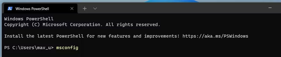 Dùng Windows Terminal để truy cập MSConfig