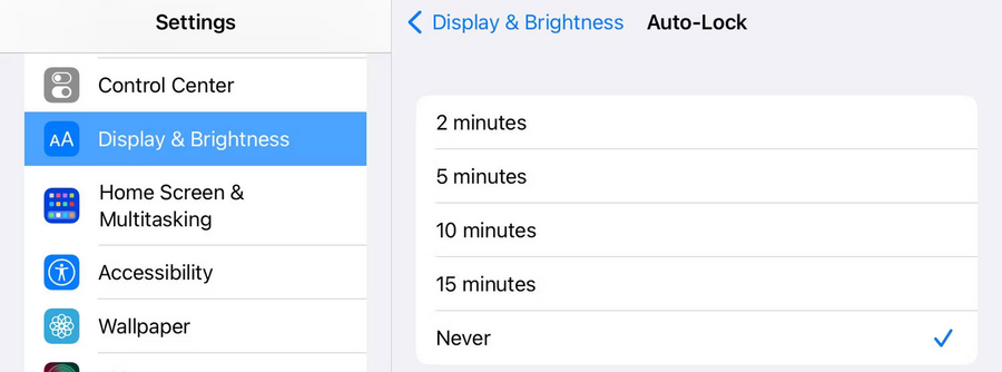 Hướng dẫn cách giữ màn hình iPad của người dùng luôn sáng