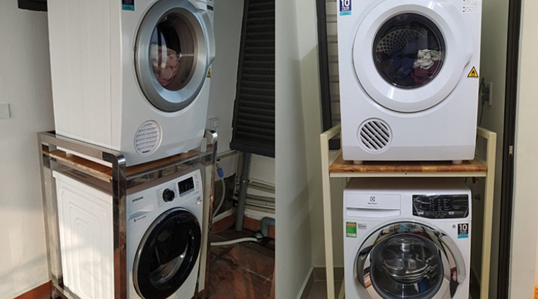 Cách để máy giặt và máy sấy chồng lên nhau