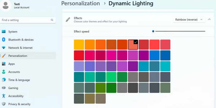 Hướng dẫn cách kích hoạt Dynamic Lighting mới trên Windows 11