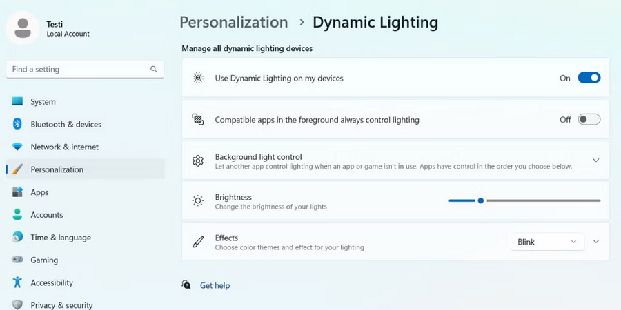 Hướng dẫn cách kích hoạt Dynamic Lighting mới trên Windows 11