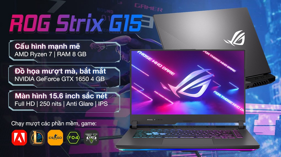 Laptop Asus ROG Strix G15 G513IH-HN015W, giảm 27%, giá chỉ còn 17.690.000 đồng