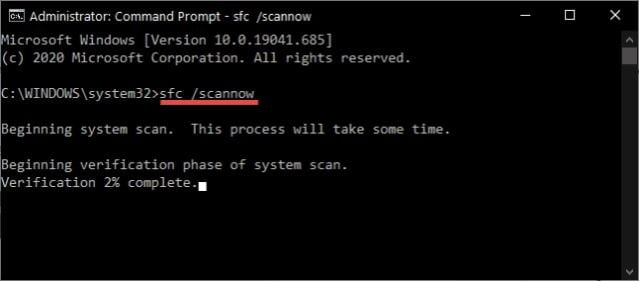 Sử dụng System File Checker (SFC)