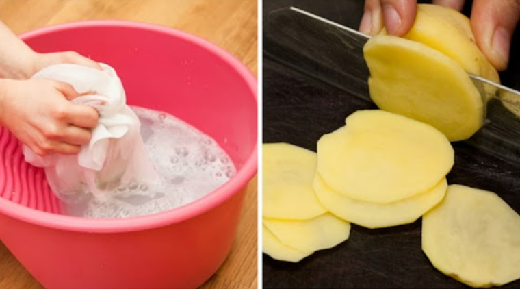 Khoai tây có thể làm sạch vết ố vàng trên quần áo