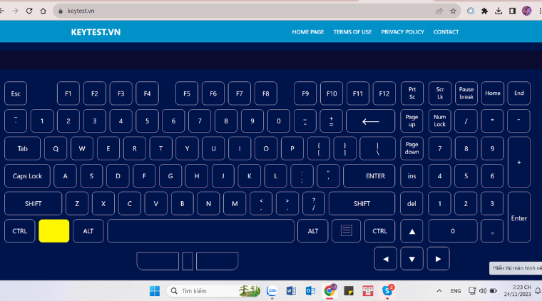 Cách test bàn phím laptop qua website