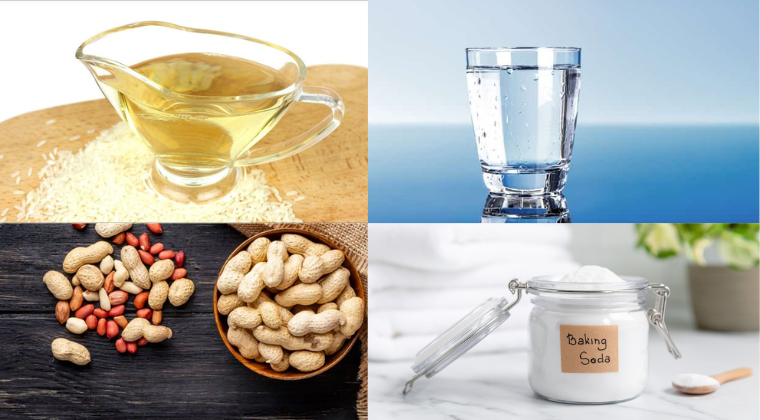 Dùng hỗn hợp giấm, baking soda và dầu đậu phộng